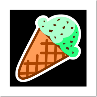 Mint Chocolate Chip Flavor Dessert Ice Cream Posters and Art